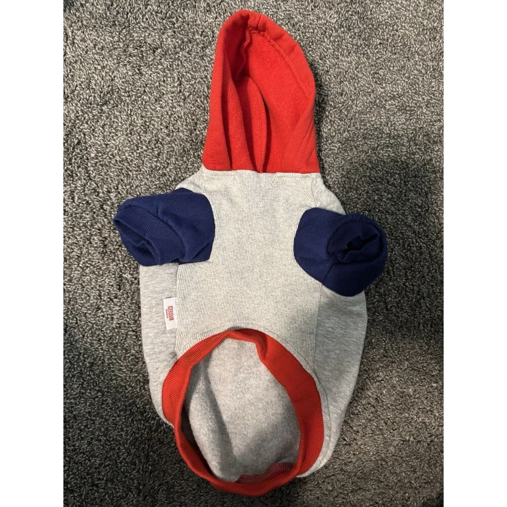 Marvel Avengers Dog Hoodie Sweatshirt, Cotton Blend, Gray/Red/Blue, S